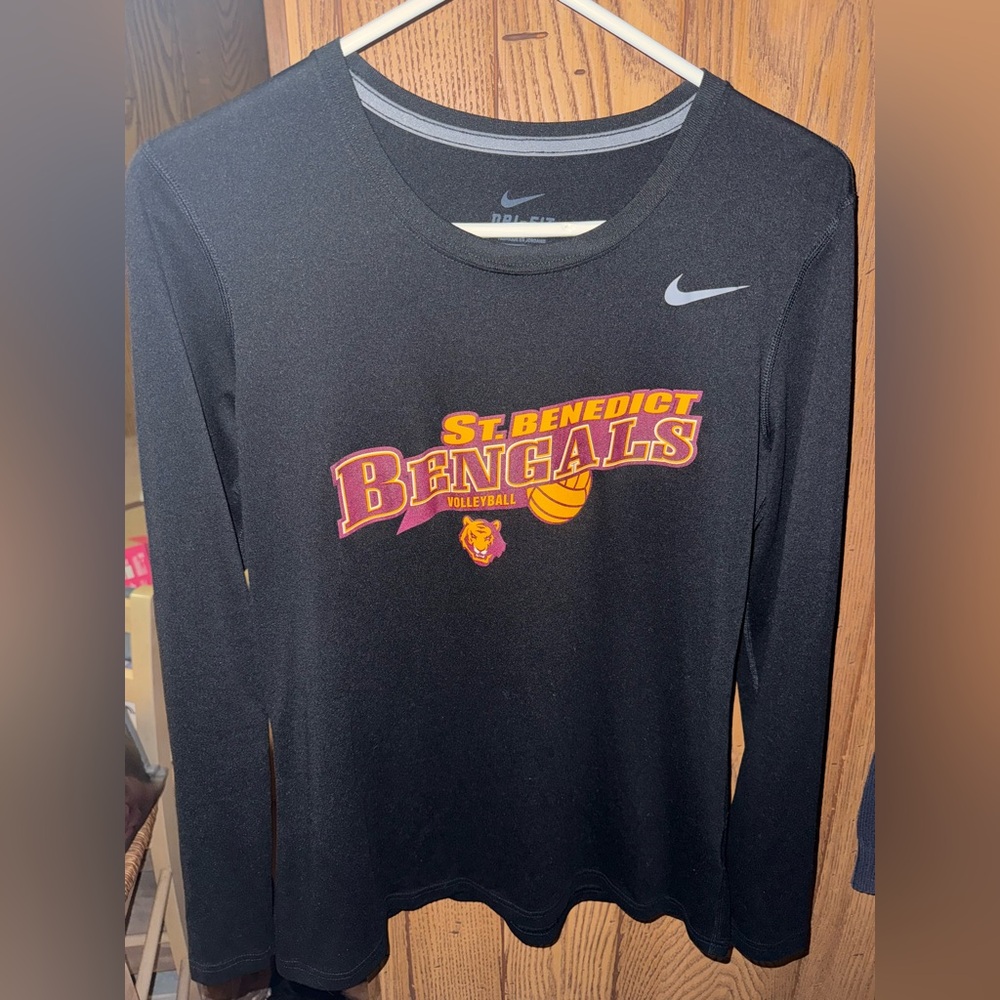 Nike Black Dri-FIT Long Sleeve Tee 🐅 St. Benedict Bangles Volleyball 🏐